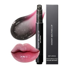 Nature Republic Brillo labial de fusión de miel y pulpa (16 chispas de medianoche), suave brillo hidratante, fórmula voluminizadora, tinte transparent