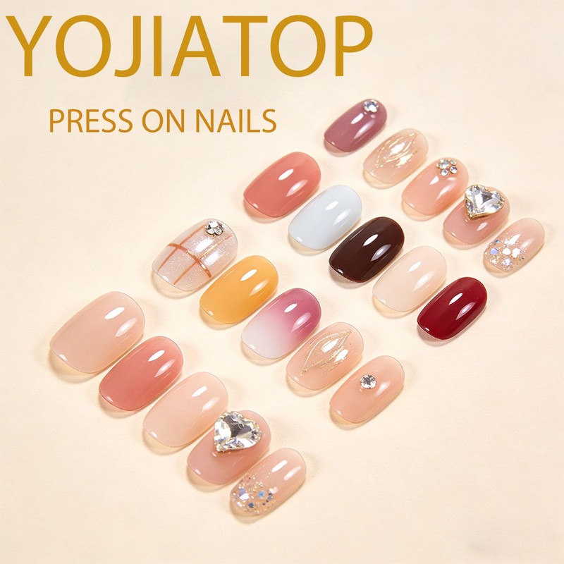 Spring Press on Toenails White Fake Toe nails with Pink