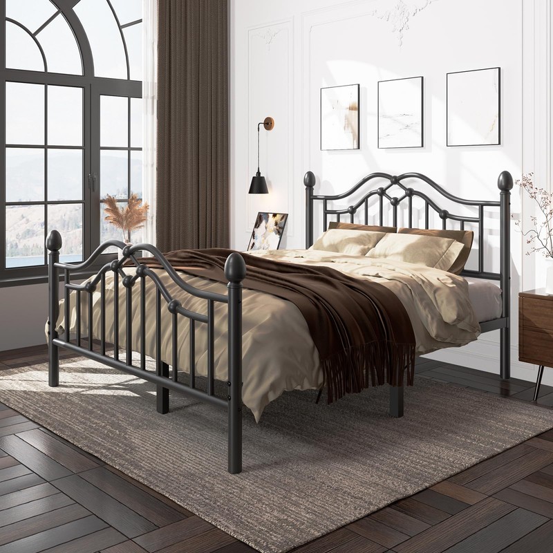 LoVinson Full Bed Frame with Headboard and Footboard, Modern Metal