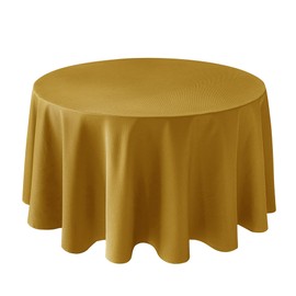 Biscaynebay Textured Fabric Round Table Cloth 90", Gold Water Resistant Washable Tablecloths Circle Folding Table Covers Linen for Dining, Kitchen, Wedding, Parties, etc.