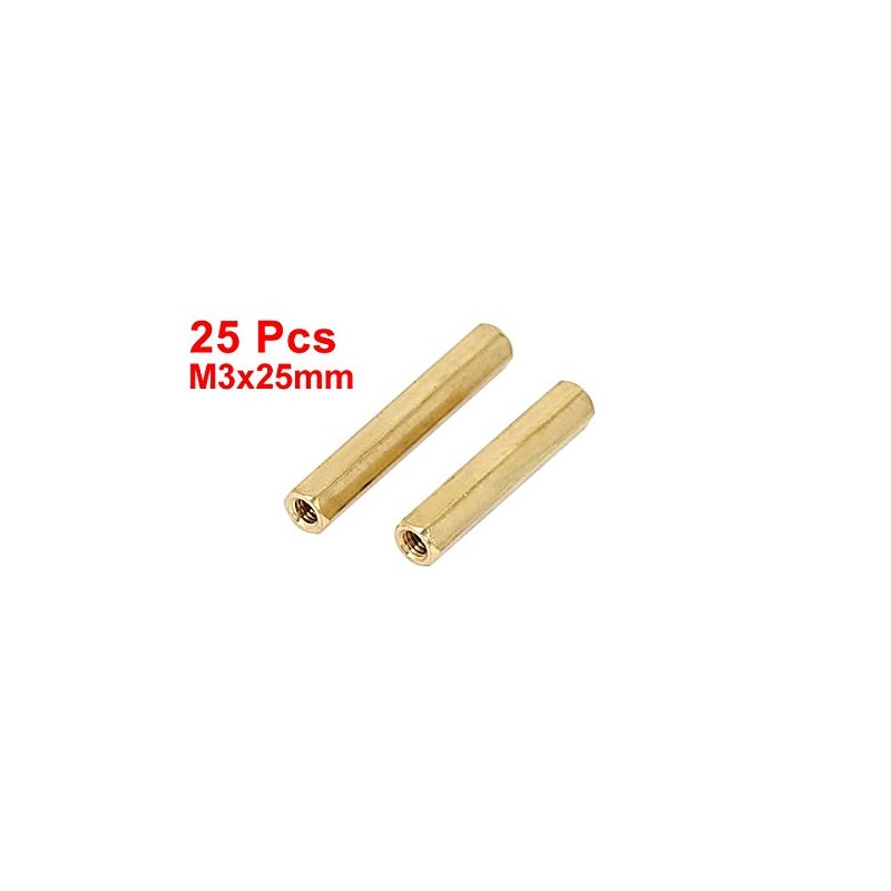 Sourcingmap M3 x 25mm Female Threaded Brass Hex Standoff Pillar
