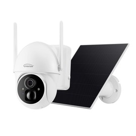 360 Degree Smart WiFi Wireless PTZ Dome Security Camera with Solar Panel, 2 Way Audio, IP65, AI Detection, Cloud Storage, 2.4Ghz WiFi, Compatible with Alexa & Google Home