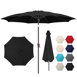 AckMizz 11ft Outdoor Patio Umbrella - Table Umbrella Waterprool UV Protection, Sombrillas de Patio with Push Button Tilt&Crank, Sun Umbrella for Pool, Porch, Garden, Deck, Backyard(Black)