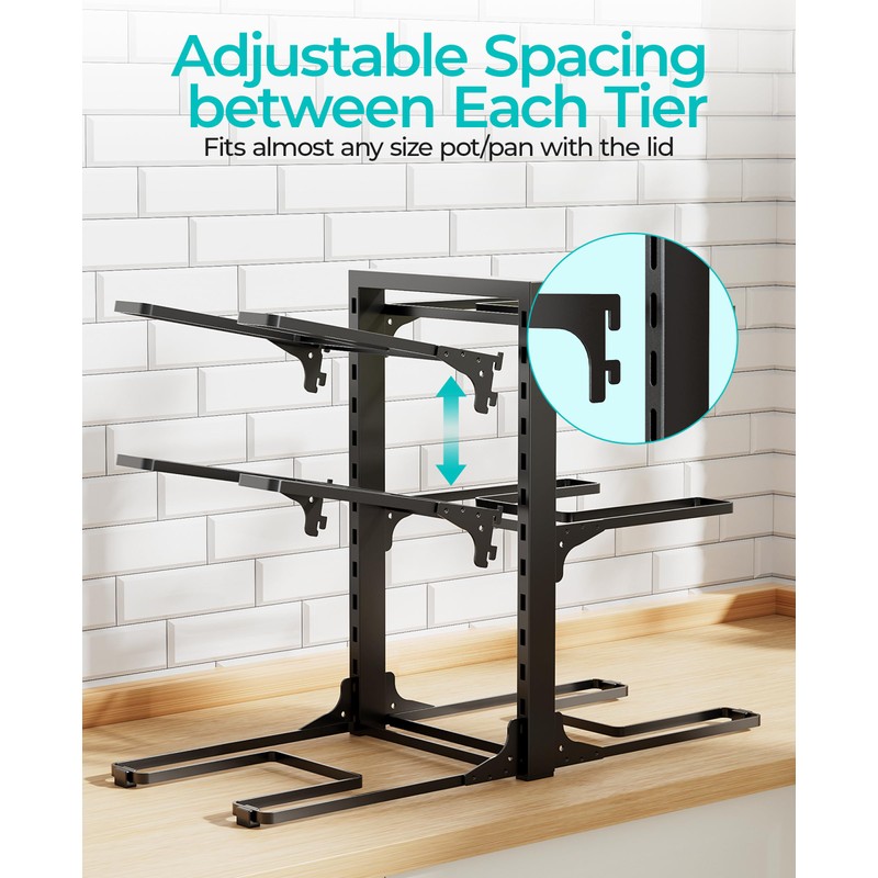 ORDORA 6-Tier Pots and Pans Organizer under Cabinet, Kitchen Cabinet