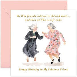 Old English Co. Funny Birthday Card for Female Friend - Old Friendship Birthday Card for Women - 'We'll Be Friends' Birthday Card for Best Friend - For Her | Blank Inside with Envelope