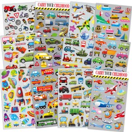 HORIECHALY Transportation Stickers for Kids, Teaching Aids for School and Home, Rewards and Gifts, Colorful and Safe, 280 PCS of Cute Decals with Cars, Airplane and Rockets More Vehicles