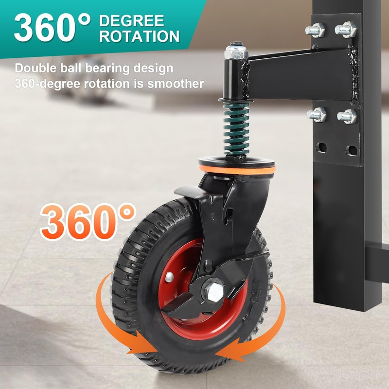 FAHKNS 8" Gate Wheels with Brake, 360 Degree Swivel Spring-Loaded,