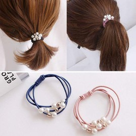 Ruihfas 10Pcs/Lot Korean Hair Accessories Multi Layer Hair Ring with Pearls Hair Rope Hairband