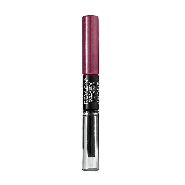 Revlon ColorStay Overtime Lipcolor, Dual Ended Longwearing Liquid Lipstick with Clear Lip Gloss, with Vitamin E in Red / Coral, Non Stop Cherry (010), 0.07 oz