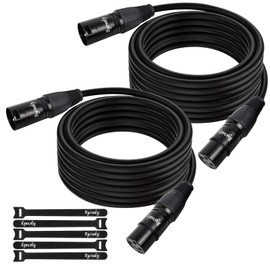 DMX to DMX Cable 50 ft 2 pack, Heavy Duty XLR Compatible Male to Female Stage Lighting Cable, 3 Pin Balanced Shielded Signal Wire for Moving Head Par Light Speaker Systems Mixer Recording Studio
