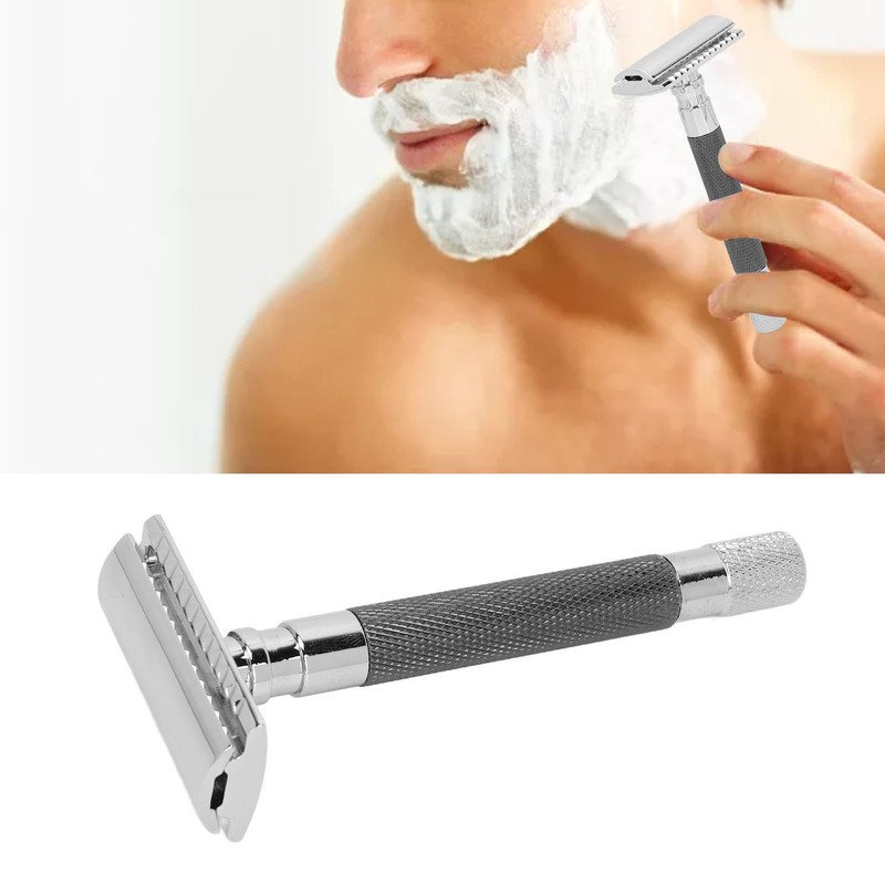 Double Edge Safety Razor Long Handle Manual Zinc Alloy Safety