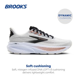 Brooks Women’s Ghost 17 Neutral Running Shoe - White/Black/Rose Gold - 6 Wide