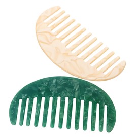 Baluue 2 Pcs Static Wide Tooth Combs for Curly Long Hair Portable Detangling Hair Combs Colors for Travel Daily Use Durable Acetate Material for Styling Without Frizz