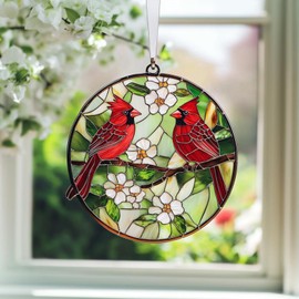 ANTKRAFT Red Cardinal Acrylic Suncatcher Window Hanging Bird Ornament Decor Personalize Gifts Sun Catchers for Windows Indoor Decorations Outdoor Holiday