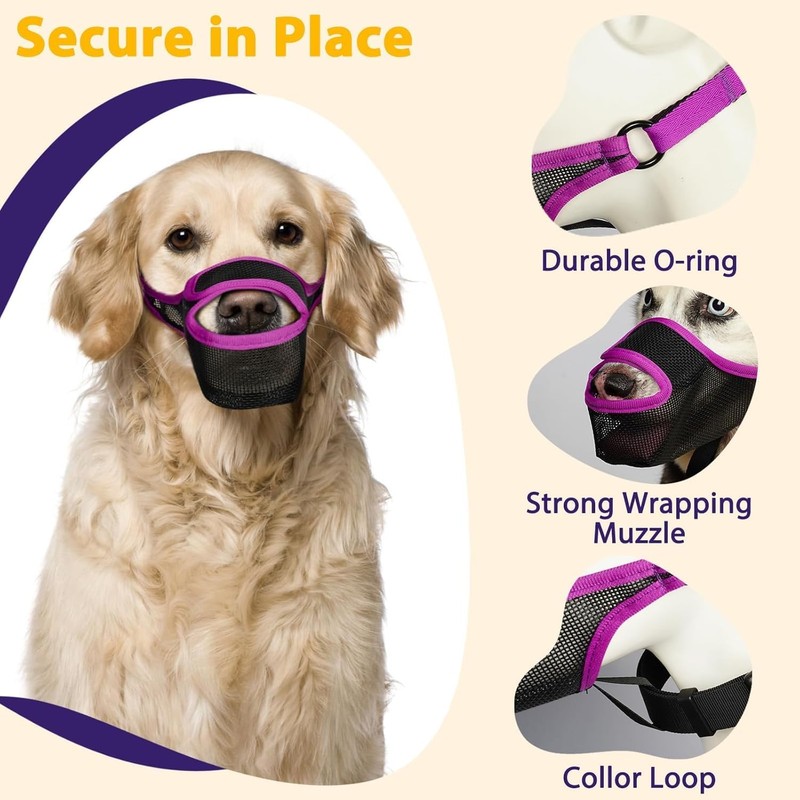 LUCKYPAW Dog Muzzle, Mesh Muzzle for Large Medium Small Dogs