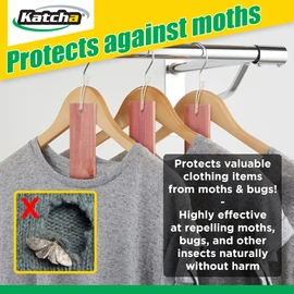 Katcha® Cedar Blocks with String - 100% Natural Cedar Moth Repeller for Wardrobes, Closets, Drawers, Cupboards, Eco-Friendly Moth Repel (15 x Blocks with String)