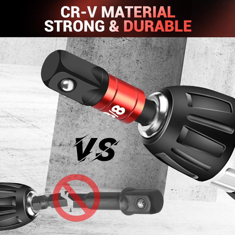 GURADESIGN 8-Piece Impact Socket Adapter Set for Drill, 1/4" 3/8"