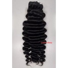 US Stock Real Raw Human Hair Bundle Straight /bodyWave/ Wave Curly/ Natural Wave/ Burmese Curly Hair Cut From One Donorstyle: Loose deep wave 1 bundle, color: natural black, Stretched Length: 26 Inches