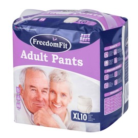 FreedomFit Adult Incontinence Pants, XL Size, 122-160 cm Waist, 10 Count