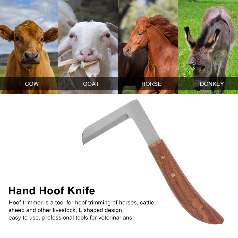 Steel Hoof Knife L Shaped Ergonomic Curved Handle Hoof Trimming