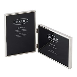 EDZARD Collage Otto Double Photo Frame for 2 Photos 10 x 15 cm Portrait Landscape Format Elegant Silver-Plated Tarnish Resistant with Velvet Back Photo Frame for Standing