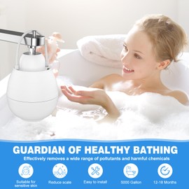 Yolycen Bath Filter for Tub, Bathtub Water Filter with Overflow, 8000 Gallons Faucet Filter FiltrationRemoves Chlorine, Fluoride & ContaminantsHard Water SoftenerProtects Skin, Hair Easy Install