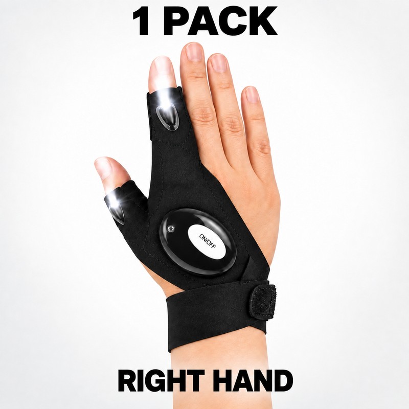 LED Fingerless Glove for Night Tasks – Hands-Free Light with