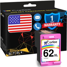 Cartlee Remanufactured Ink Cartridge Replacement for HP 62xl Ink Cartridges Color for HP Envy 7640 Printer 62xl Color Inkjet cartridges 62 XL