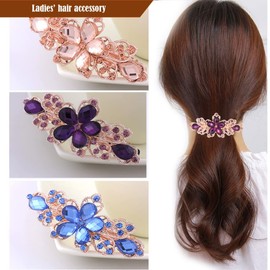 Riggle Barrette Clip On Hair Clip, Hair Ornament, Glitter, Flowers, Blossoms, Blue