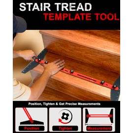 Stair Tread Template Tool, 8-60 inches Solid Aluminum Stair Tread Jig for Accurately Measuring Angle, Adjustable Length Stair Gauge With Storage Bag for Stairs, Floor.