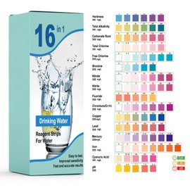 Pack of 50 16 in 1 Drinking Water Test Strips, Drinking Water PH Test Strips, Drinking Water Hardness Test, Water Test Strips for Drinking Water, Quick Test, Reliable and Fast Results