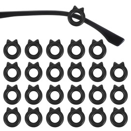 PATIKIL Cat Shape Eye Glasses Ear Grips, 12 Pairs Anti-Slip Silicone Comfort Eyeglass Ear Hooks with Box for Sunglasses Sport Eyewear Ear Hooks, Black
