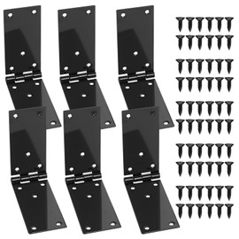 Pack of 6 Box Hinges, Foldable, Door Hinges, Furniture Hinges for Drawers, Door Hinges Heavy Duty, Galvanised Screw-On Hinges Furniture Strap for Wooden Doors, Wooden Crates, Cabinets (200 x 45 mm)