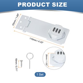 sourcing map Password Rotary Hasp Locks, Mechanical Cabinet Combination Latch Locks 5" Security Keyless Rotary Hasp Latch Lock No Drilling for Shed Door Sliding Closet Bathroom Outdoor White