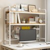 IOTXY 2-Tier Desktop Hutch Bookshelf - Metal Desk Shelf Bookcase