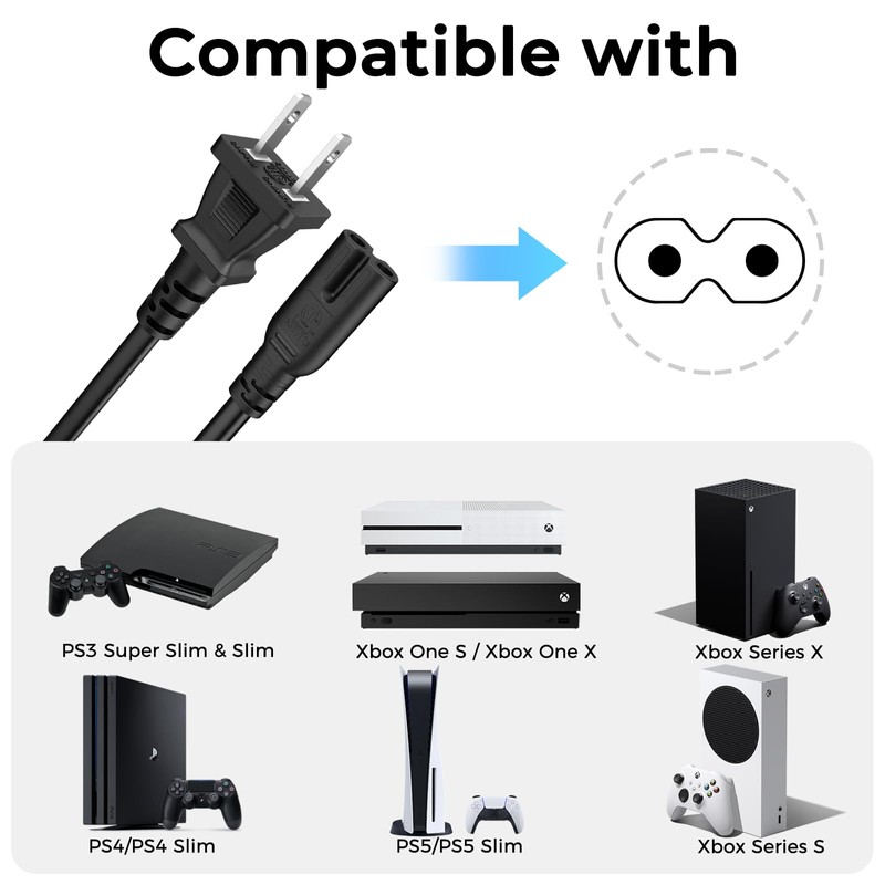 2 Prong AC Power Cord Compatible with JBL PartyBox 100