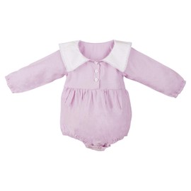 Salute Baby Girl Peter Pan Collar Romper Cotton Causal Long Sleeve Jumpsuit Newborn Baby Bodysuit Outfit Clothes 90 Pot Lavender