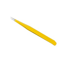 Eyelash Extension Tweezers ESD-15 Stainless Steel Tweezers, Used for Eyelash Extension, Manual Calibration Straight Tweezers (Light Yellow) 1pcs