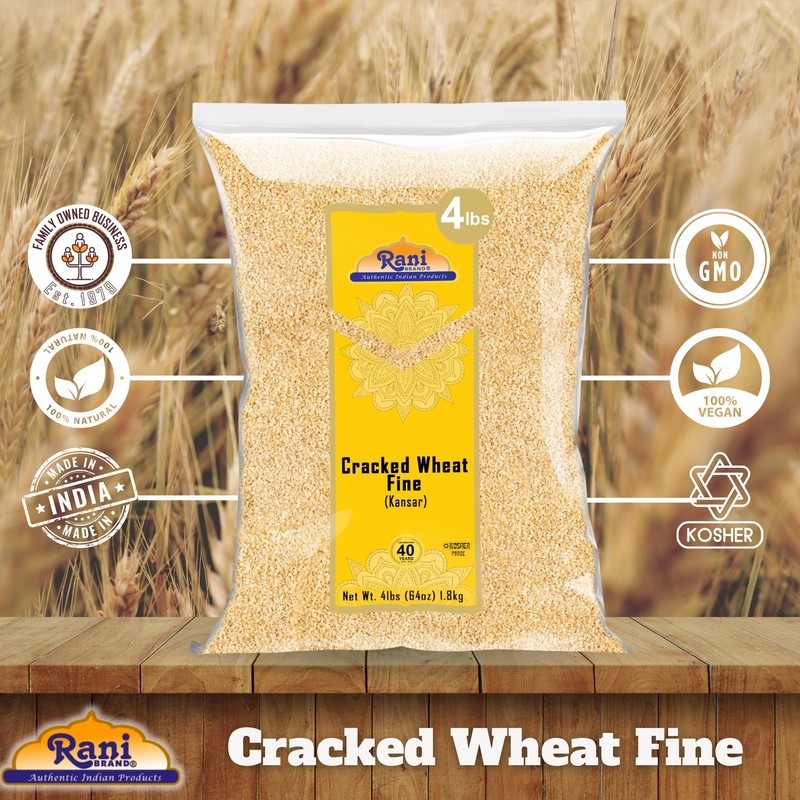 Rani Cracked Wheat Fine (Kansar/Bulgur Wheat#1) 64oz (4lbs) 1.81kg Bulk