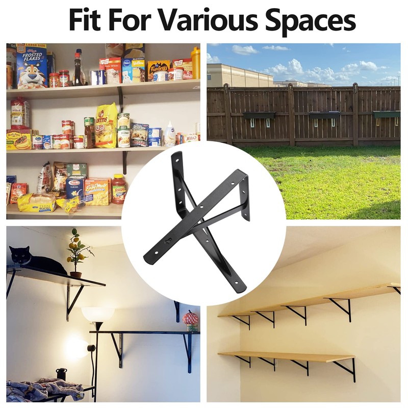 Heavy Duty Shelf Brackets 12 x 8 inches, 6 Pack