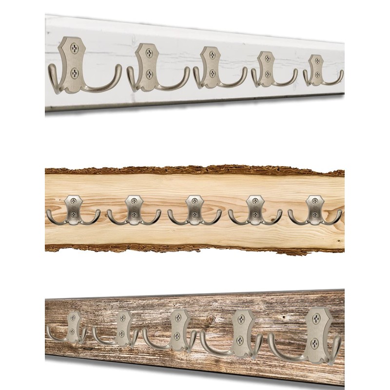 Fuxxer® - 5 Classic Coat Hooks, Clothes Hooks, Double Hooks,