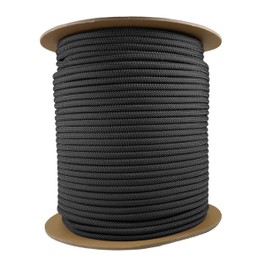 LILBURN ROPE CO. Polypropylene Rope - Heavy Duty, All Purpose, Durable, USA Made Utility Cord Tie Down Rope - Indoor Outdoor, Camping, Barricade - Black - 3/8 in x 300 Foot Spool