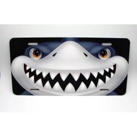 DIGIART INTERNATIONAL SHARK SMILEY FACE TEETH METAL CAR LICENSE PLATE AUTOTAG. SHARK CAR LICENSE PLATE