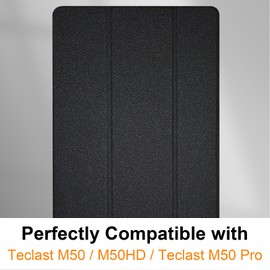 Haofun Case Compatible with Teclast M50/M50HD/M50 Pro, Ultra Thin PU, Slim and Lightweight Flip Case, Foldable, Back Cover Flip Stand, Slim Protective Case with Auto Sleep/Wake, Black