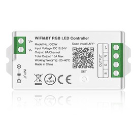 BTF-LIGHTING C03W RGB PWM (+ R G B) 4PIN 2.4GHz WiFi LED Strip Controller Brightness Group Control Compatible with Alexa Google Home App Control Work with WR01RF RC03RFB Remote Control