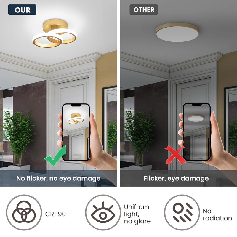 EIDISUNY LED Ceiling Light Modern Ceiling Lamp Silver Round Simple