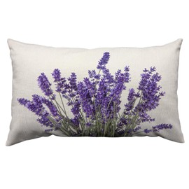 Orythyra Throw Pillow Case Cushion Cover Lavender Flowers Linen Pillowcases Pillow Cover Living Room Couch Bed Sofa Car Waist Cushion Cover Farmhouse 30X50 CM