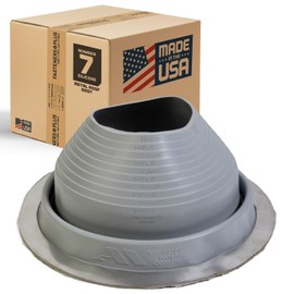 Fasteners Plus #7 Round Silicone Metal Roof Pipe Flashing Boot (Made in USA), Fits 6” - 11” Pipe OD, Gray High Temp Silicone Chimney Boot for Metal Roof
