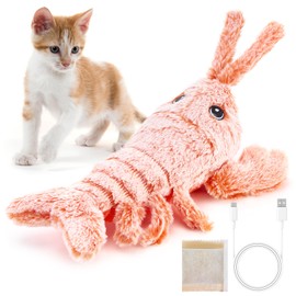 YOMYM Juguetes de Langosta para Gatos y Perros, Juguete Interactivo de Peluche en Forma de Langosta,Juguete de Langosta Floppy para Gatos, Juguete Interactivo para Gato,USB Juguetes para Gatos