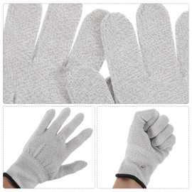 HEALLILY Conductive Glove Electrotherapy Massage Glove Compatible with TENS EMS Machine Units with 2pcs Conversion Line Size S